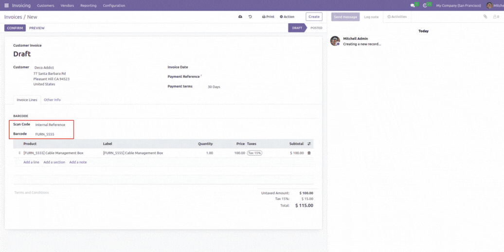 Add Products to Invoice Orderline by Barcode